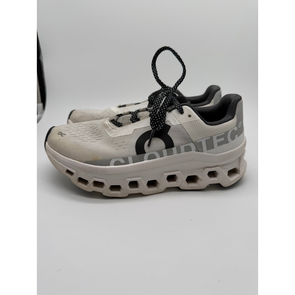 On Cloudmonster Running Shoes Women Size 7.5 White Grey CloudTec Sneakers